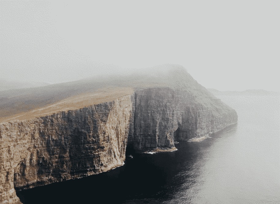 The steep cliffs along the Faroe coast.