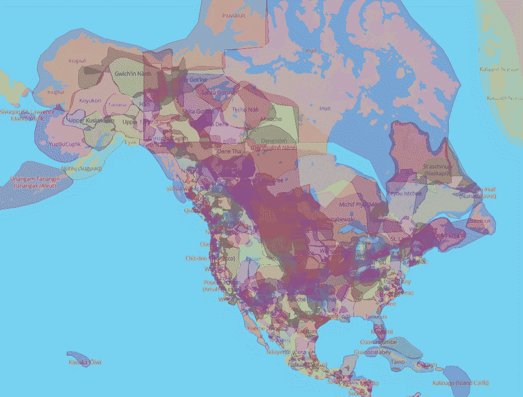 A screenshot of North America from Native-Land.ca.